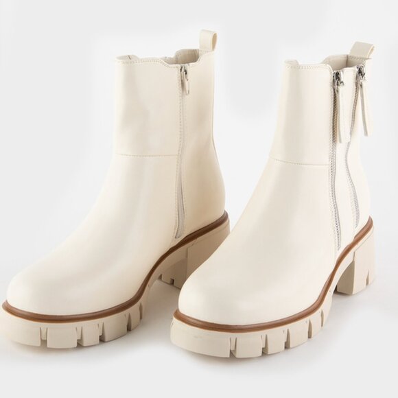 Off-white/bone, chunky, double zip chelsea boot by Mia size 10 - Picture 4 of 4